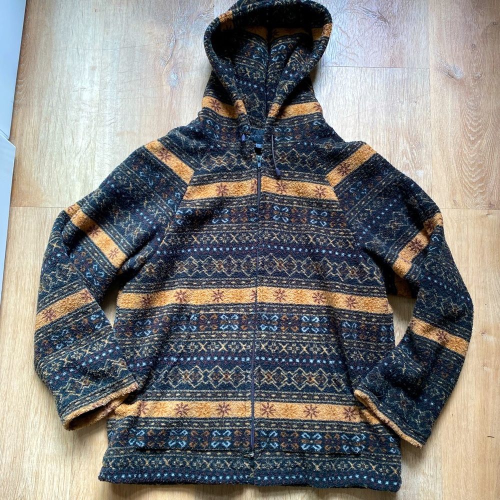 Authentic vintage Sandro jacket. Woman’s cozy Nordic style fair isle coat M\L